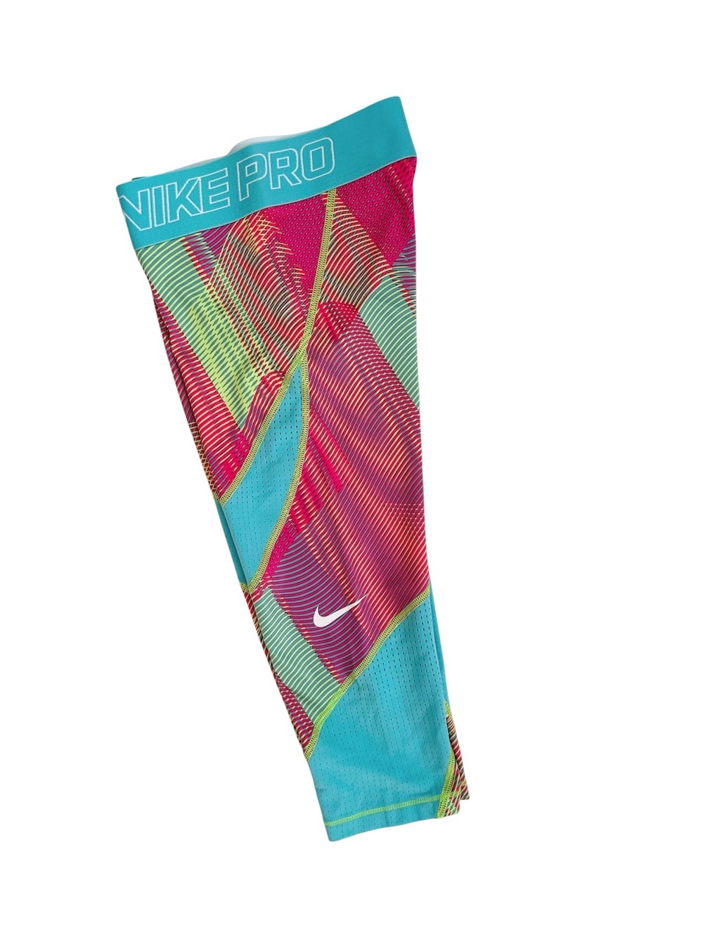 Nike Pro Bright Multicolor Pattern Cropped Leggings - Teal, Pink & Lime M 10/12 - Picture 4 of 6